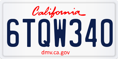 CA license plate 6TQW340