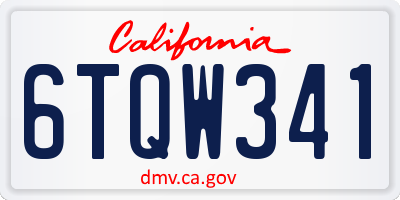 CA license plate 6TQW341