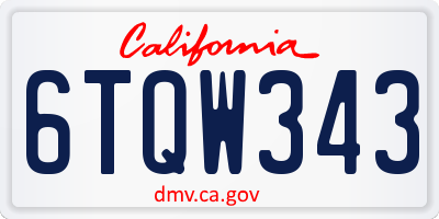 CA license plate 6TQW343