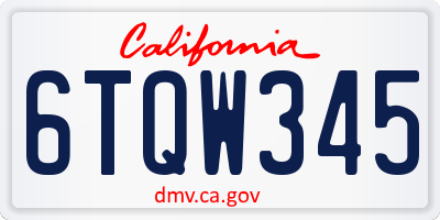 CA license plate 6TQW345