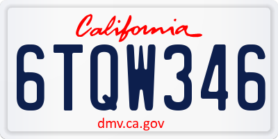 CA license plate 6TQW346