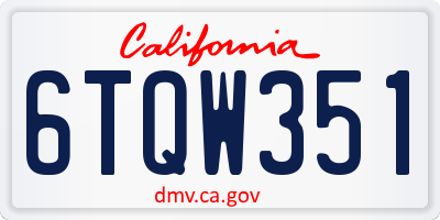 CA license plate 6TQW351