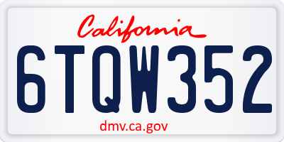 CA license plate 6TQW352