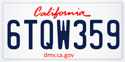 CA license plate 6TQW359