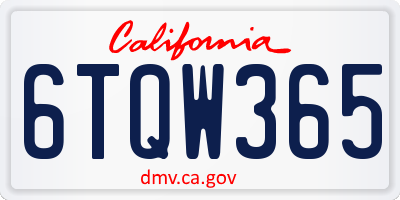 CA license plate 6TQW365