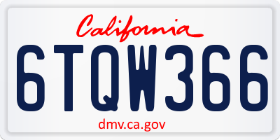 CA license plate 6TQW366