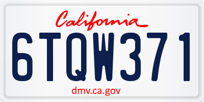 CA license plate 6TQW371