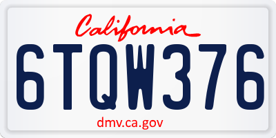 CA license plate 6TQW376