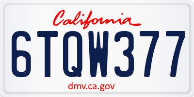 CA license plate 6TQW377