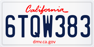 CA license plate 6TQW383
