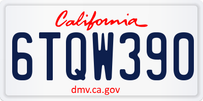 CA license plate 6TQW390