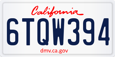 CA license plate 6TQW394
