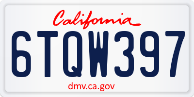 CA license plate 6TQW397