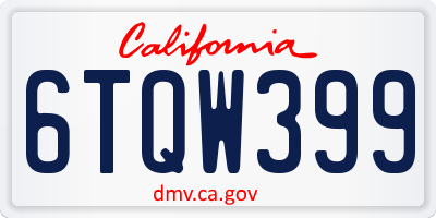 CA license plate 6TQW399