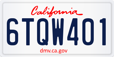 CA license plate 6TQW401