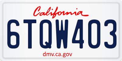 CA license plate 6TQW403