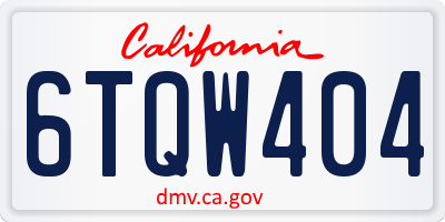 CA license plate 6TQW404