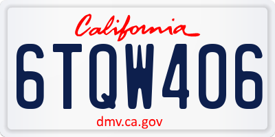 CA license plate 6TQW406