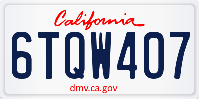 CA license plate 6TQW407