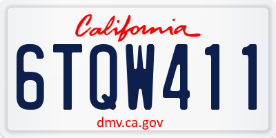 CA license plate 6TQW411