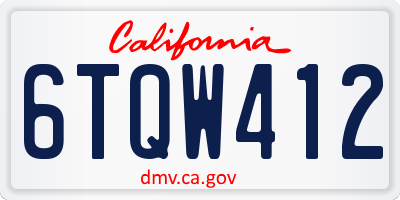 CA license plate 6TQW412