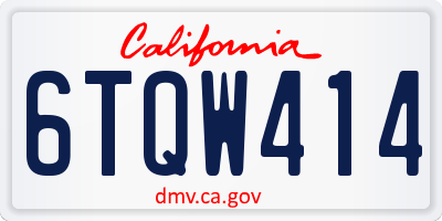 CA license plate 6TQW414
