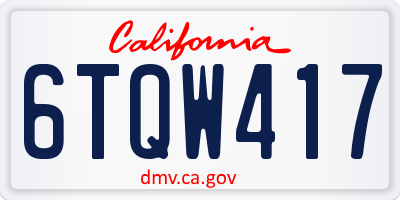 CA license plate 6TQW417