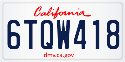 CA license plate 6TQW418