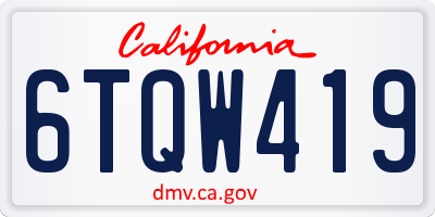 CA license plate 6TQW419