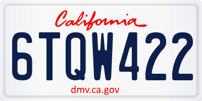 CA license plate 6TQW422