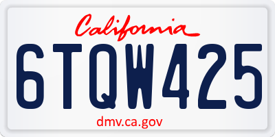 CA license plate 6TQW425