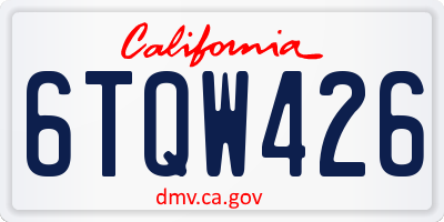 CA license plate 6TQW426