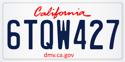 CA license plate 6TQW427