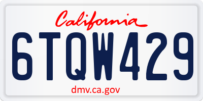 CA license plate 6TQW429