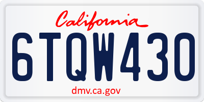 CA license plate 6TQW430
