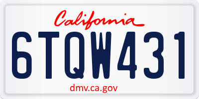 CA license plate 6TQW431