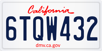 CA license plate 6TQW432