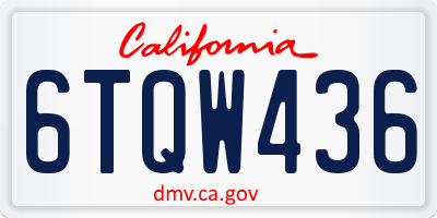 CA license plate 6TQW436