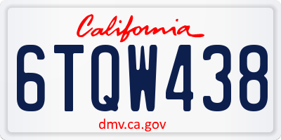 CA license plate 6TQW438