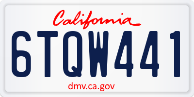 CA license plate 6TQW441