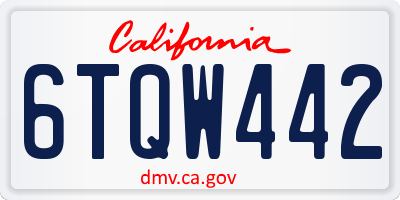 CA license plate 6TQW442