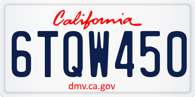 CA license plate 6TQW450