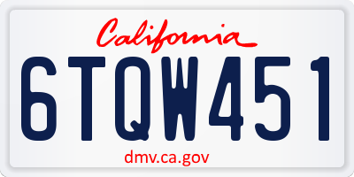 CA license plate 6TQW451