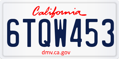 CA license plate 6TQW453