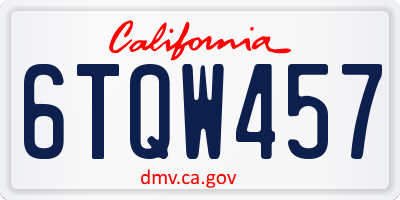 CA license plate 6TQW457