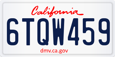 CA license plate 6TQW459