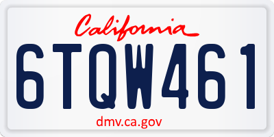 CA license plate 6TQW461