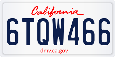 CA license plate 6TQW466