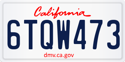 CA license plate 6TQW473