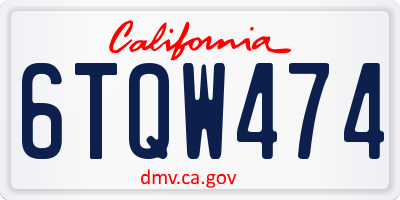 CA license plate 6TQW474